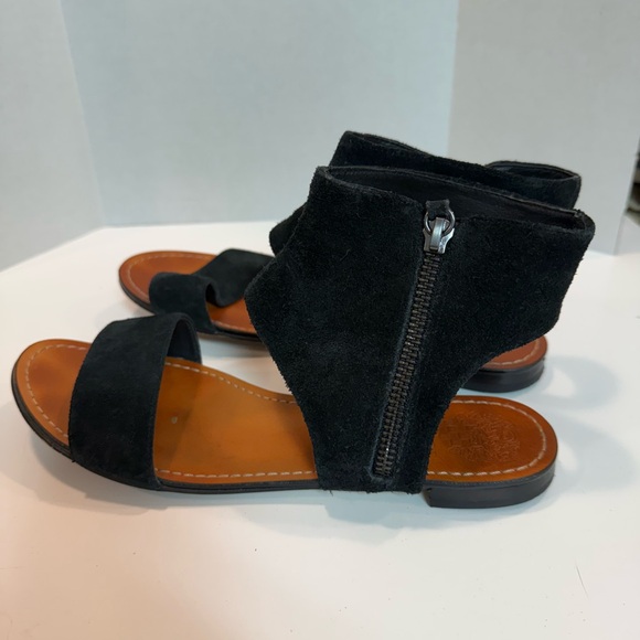 Vince Camuto Black Sandals with Zip-Up Ankle Cuff - Picture 1 of 6